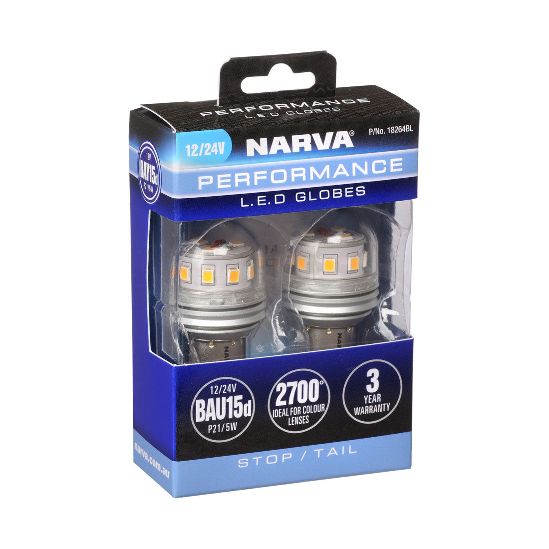 Narva Automotive Globes - Performance LED Bayonet 12/24V, P21/5W, BAY15D, , scaau_hi-res