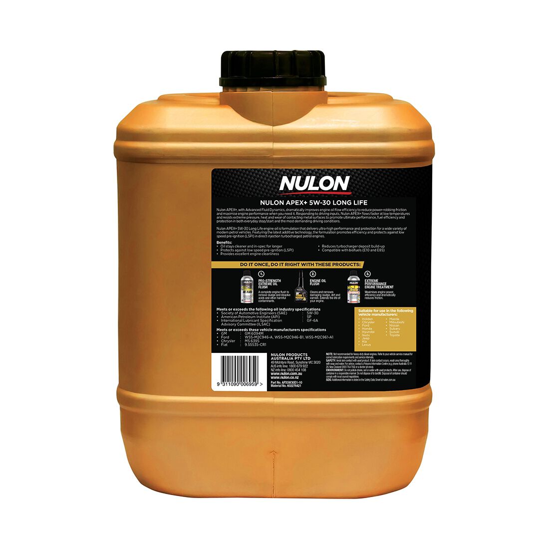 Nulon APEX+ 5W-30 Long Life Engine Oil 10 Litre, , scaau_hi-res