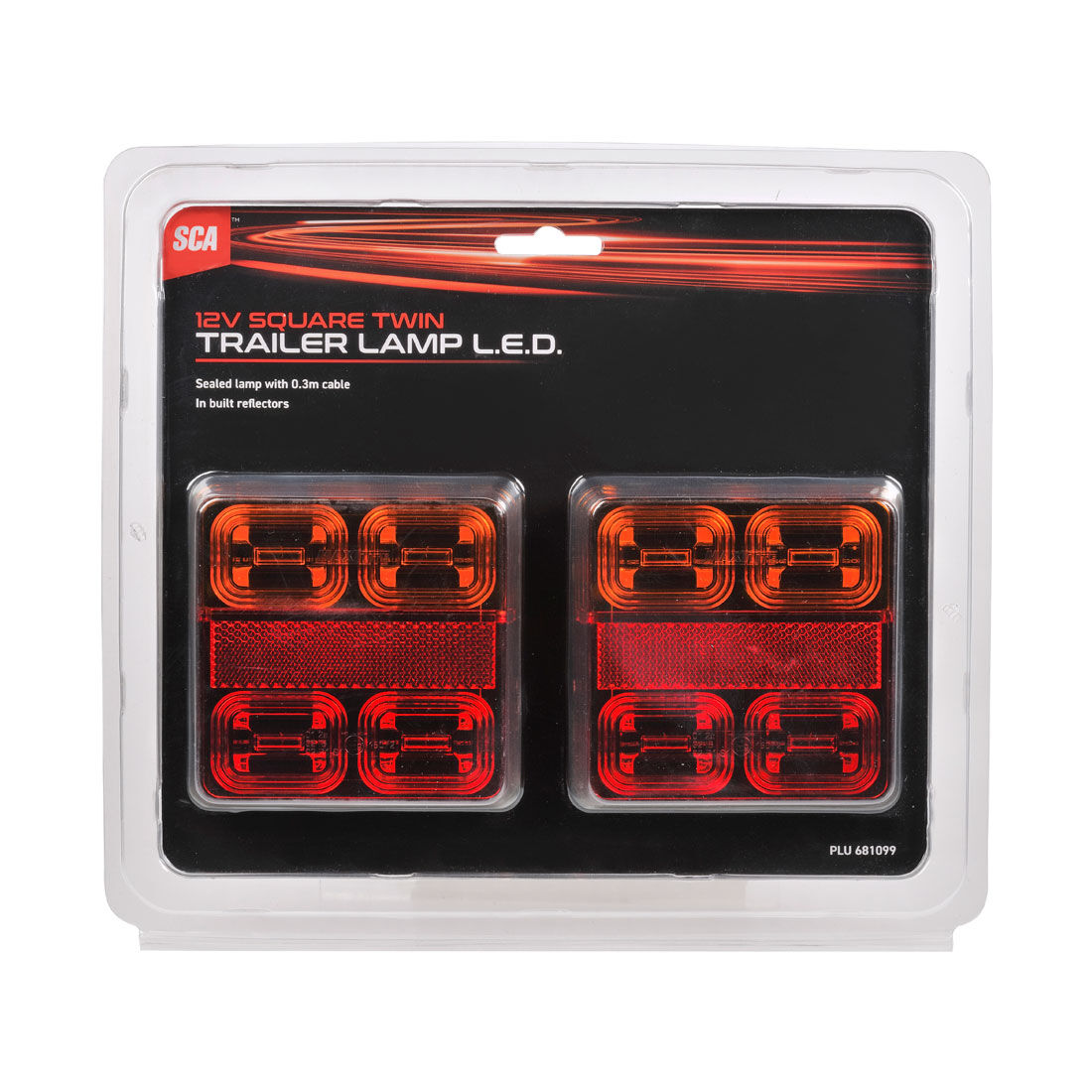 SCA Trailer Lamp LED 12V Square 2 Pack, , scaau_hi-res