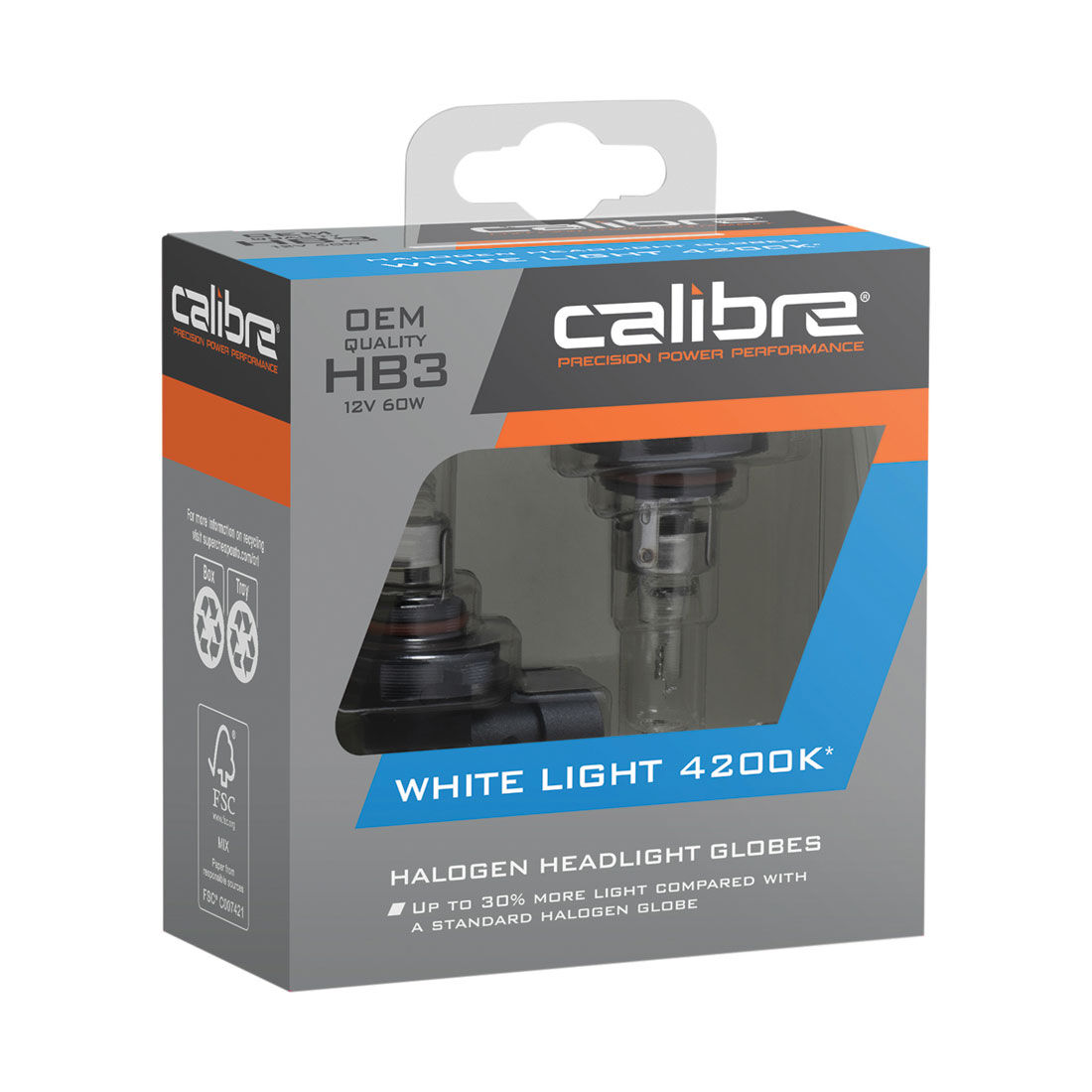 Calibre White Light 4200K Headlight Globes - HB3, 12V 60W, CA4200HB3, , scaau_hi-res