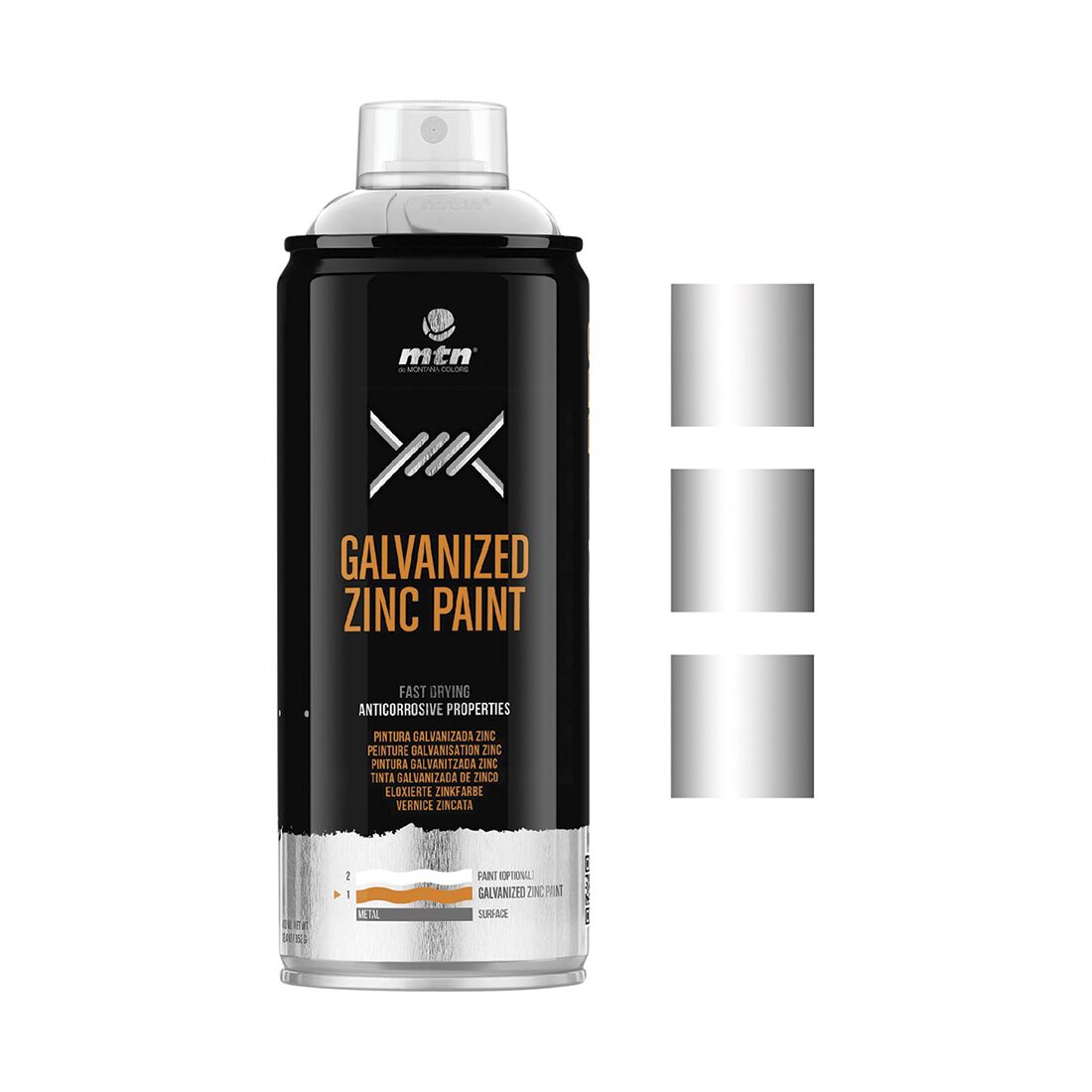 MTN Pro Galvanized Satin Silver Zinc Spray Paint 400mL, , scaau_hi-res