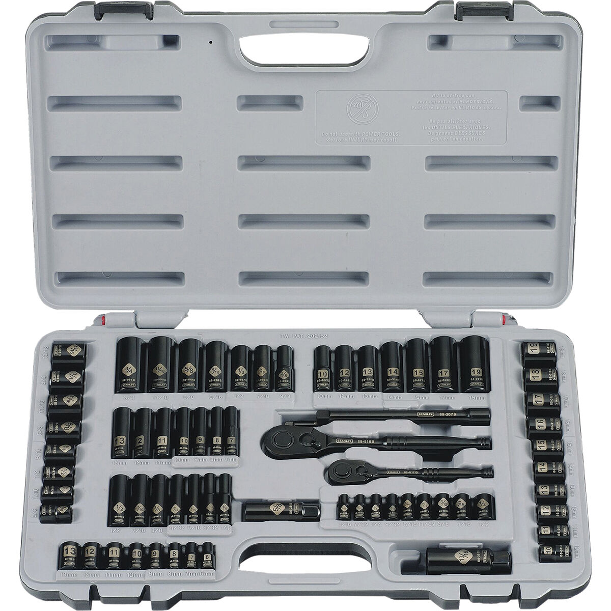 Stanley Socket Set 1/4" & 3/8" Drive Metric/SAE 69 Piece, , scaau_hi-res