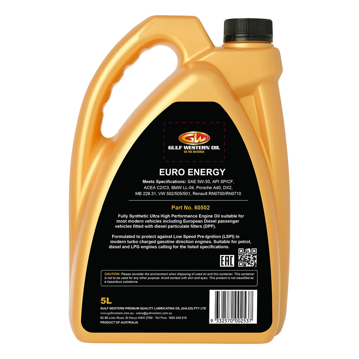 Gulf Western Euro Energy Engine Oil - 5W-30 - 5 Litre, , scaau_hi-res