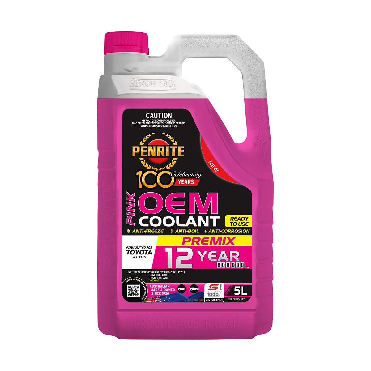 Penrite Pink Anti-Freeze / Anti-Boil Premix Coolant - 5 Litres, , scaau_hi-res