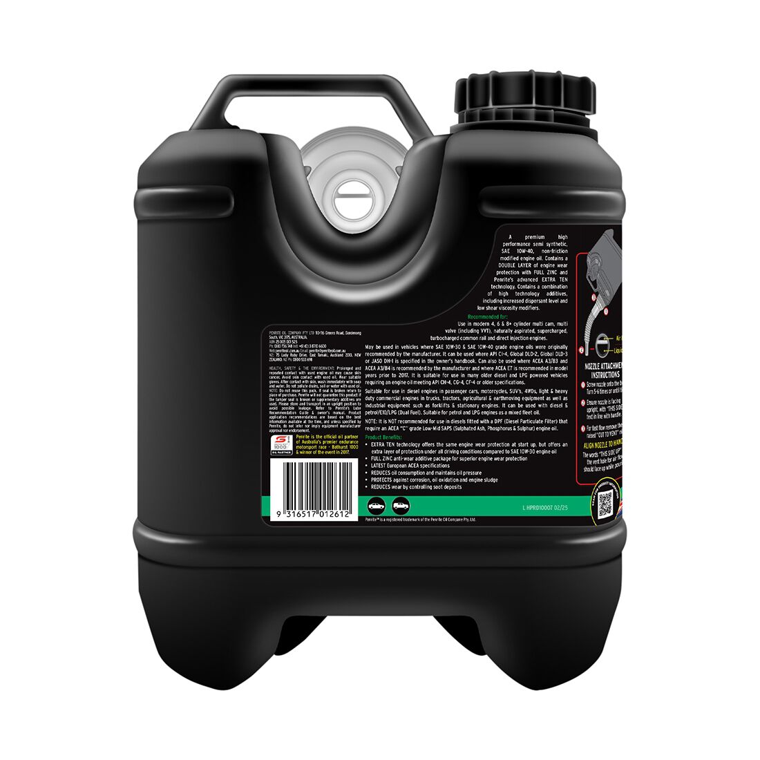 Penrite HPR Diesel 10 Engine Oil - 10W-40, 7 Litre, , scaau_hi-res