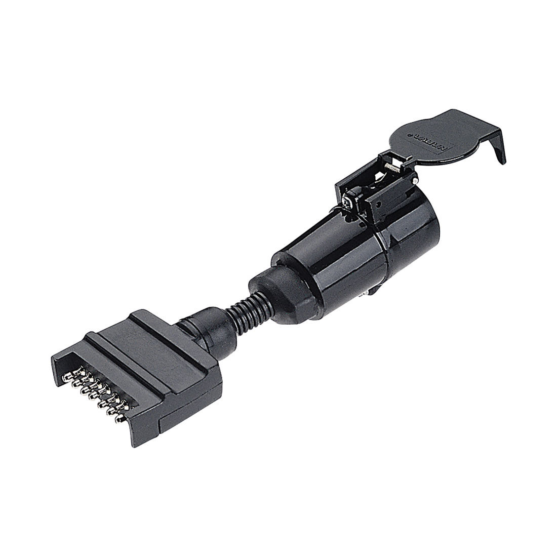 Narva Trailer Adaptor 7 Pin Flat Socket to 7 Pin Large Round Plug, , scaau_hi-res