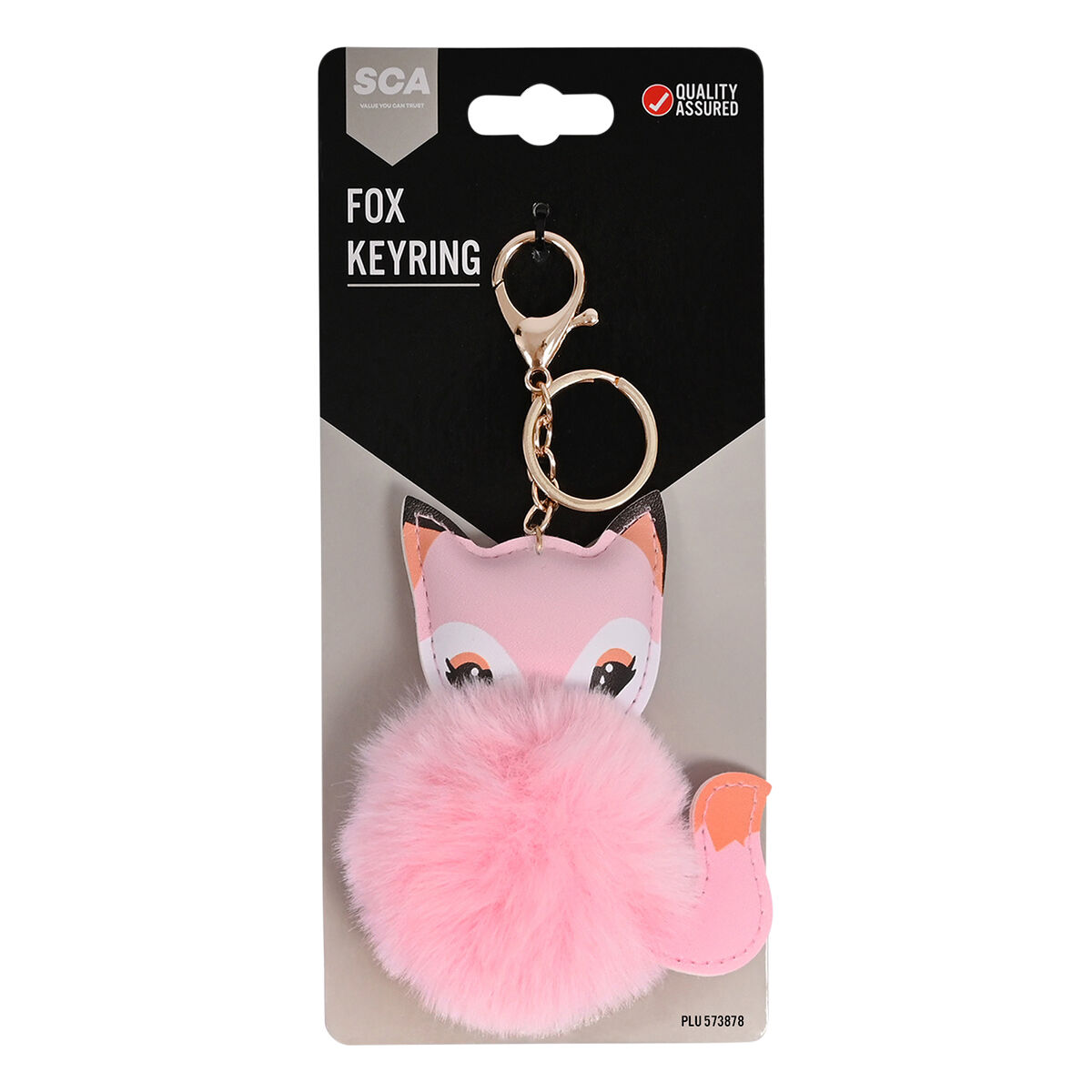 Pom Pom Keyring - Pink Fox, , scaau_hi-res