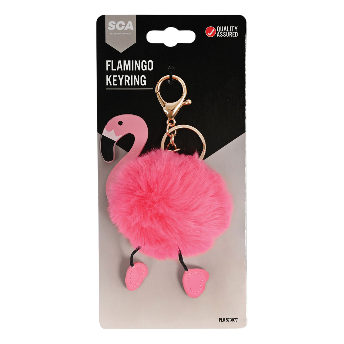 Pom Pom Keyring - Flamingo, , scaau_hi-res