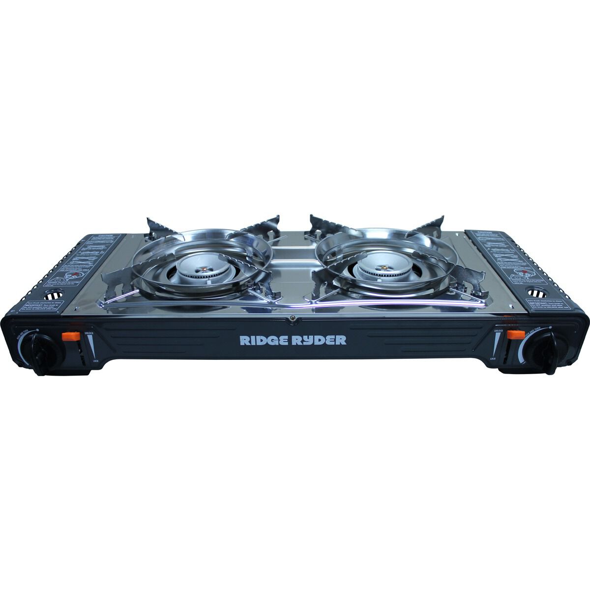 Ridge Ryder Butane Stove Double Burner Steel Plate, , scaau_hi-res