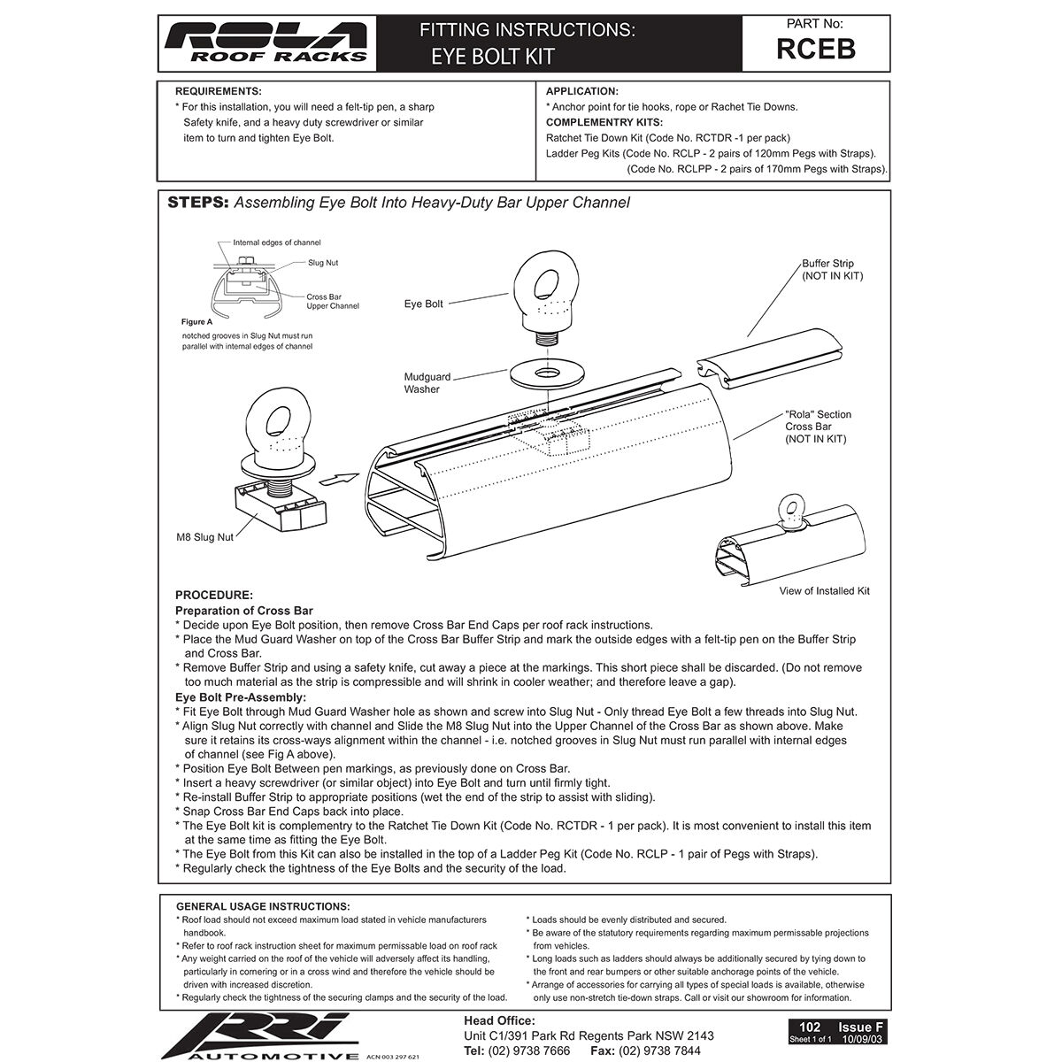 Rola Roof Rack Eye Bolt Set, , scaau_hi-res