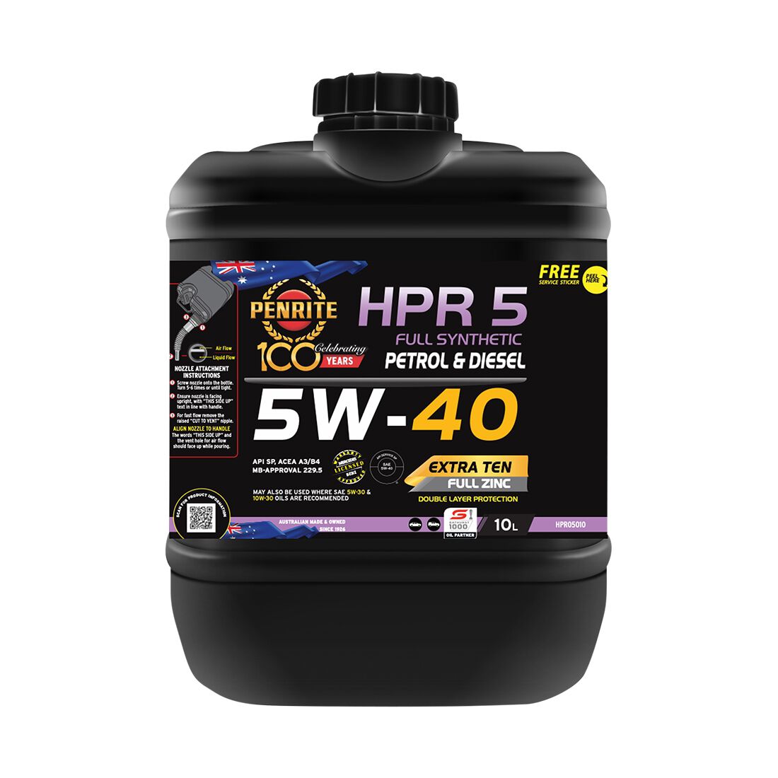 Penrite HPR 5 Engine Oil - 5W-40 10, Litre, , scaau_hi-res