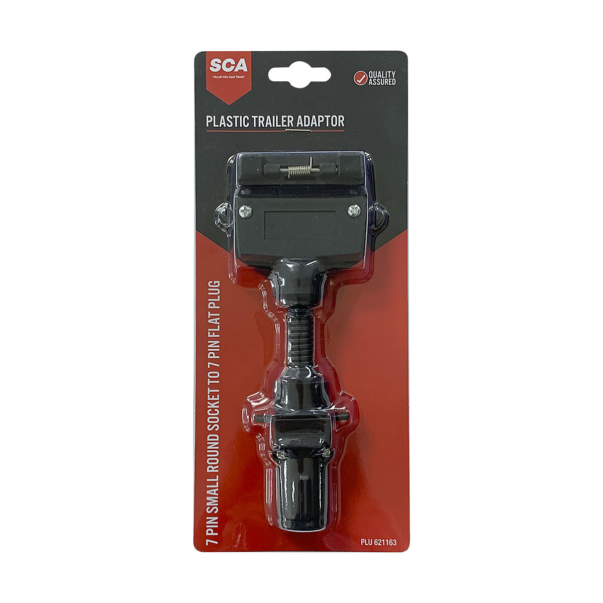 SCA Trailer Adaptor 7 Pin Small Round Socket To 7 Pin Flat Plug, , scaau_hi-res