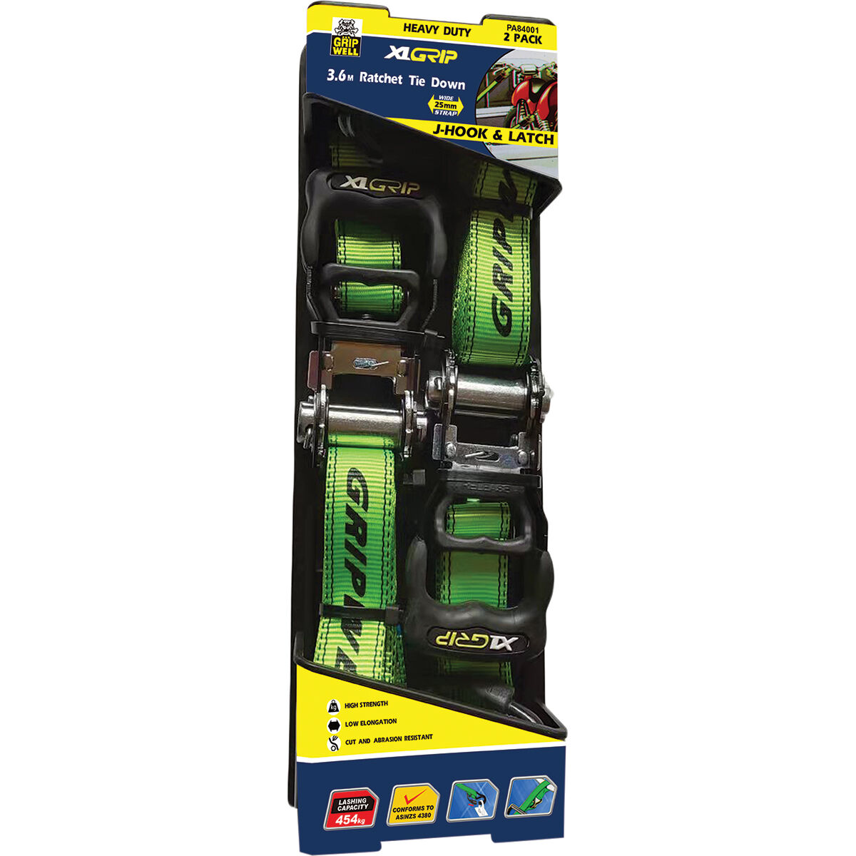Ratchet Tie Down - 3.6m, 454kg, 2 Pack, , scaau_hi-res