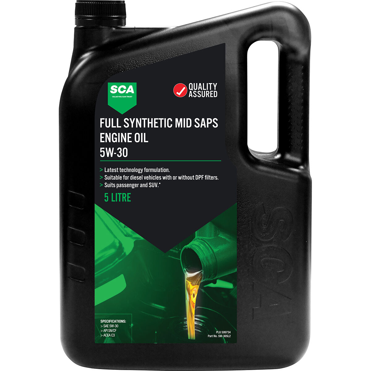 SCA Full Synthetic Engine Oil C3 5W-30 5 Litre, , scaau_hi-res