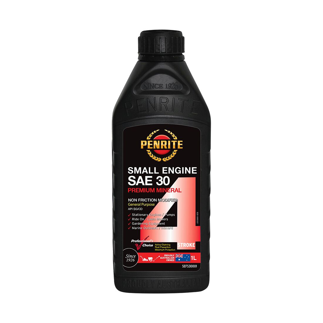 Penrite Small Engine 4 Stroke Engine Oil - SAE30 1 Litre, , scaau_hi-res