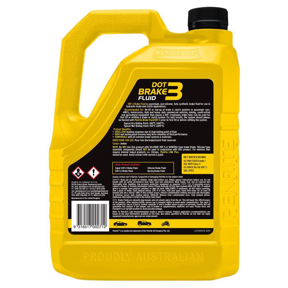 Penrite Brake Fluid DOT3 4L, , scaau_hi-res