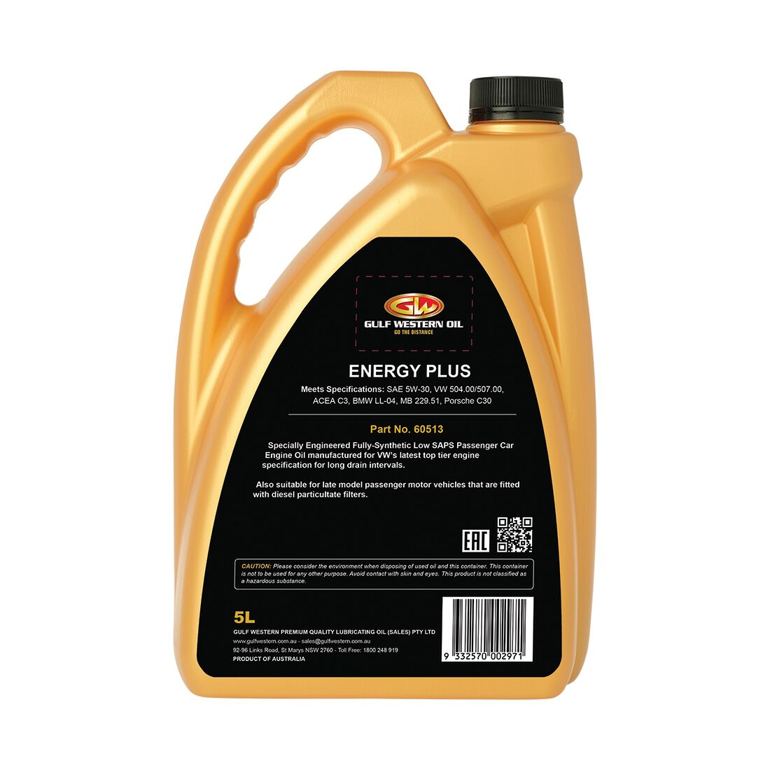 Gulf Western Energy Plus Engine Oil - 5W-30 5 Litre, , scaau_hi-res