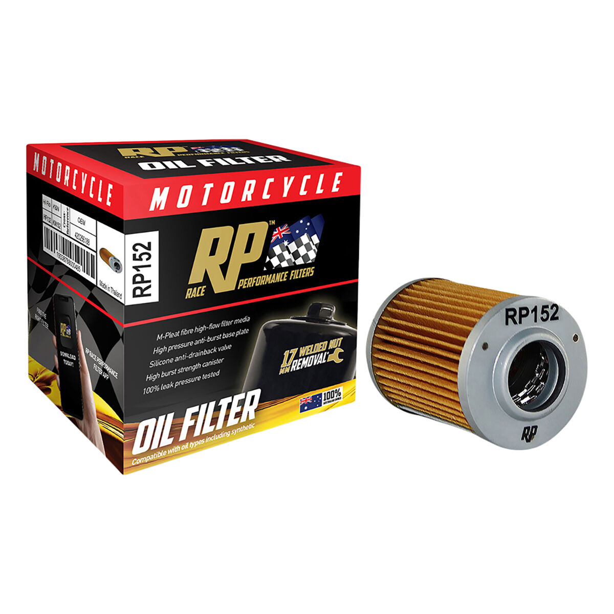 Race Performance Motorcycle Oil Filter RP152, , scaau_hi-res