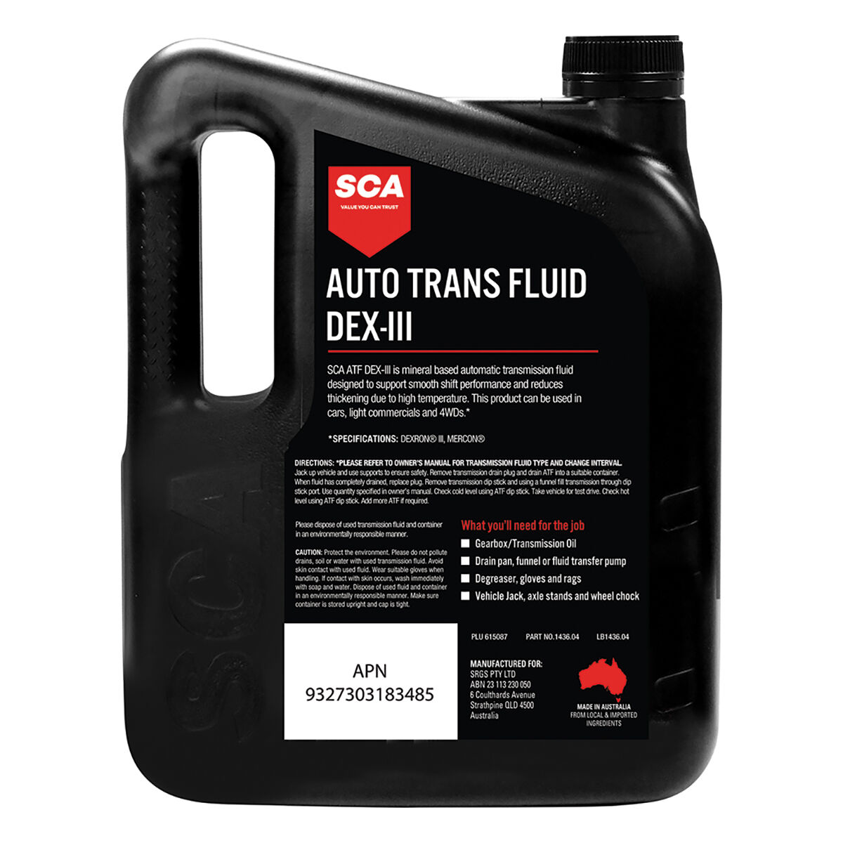 SCA ATF DEX-III Automatic Transmission Fluid 4 Litre, , scaau_hi-res