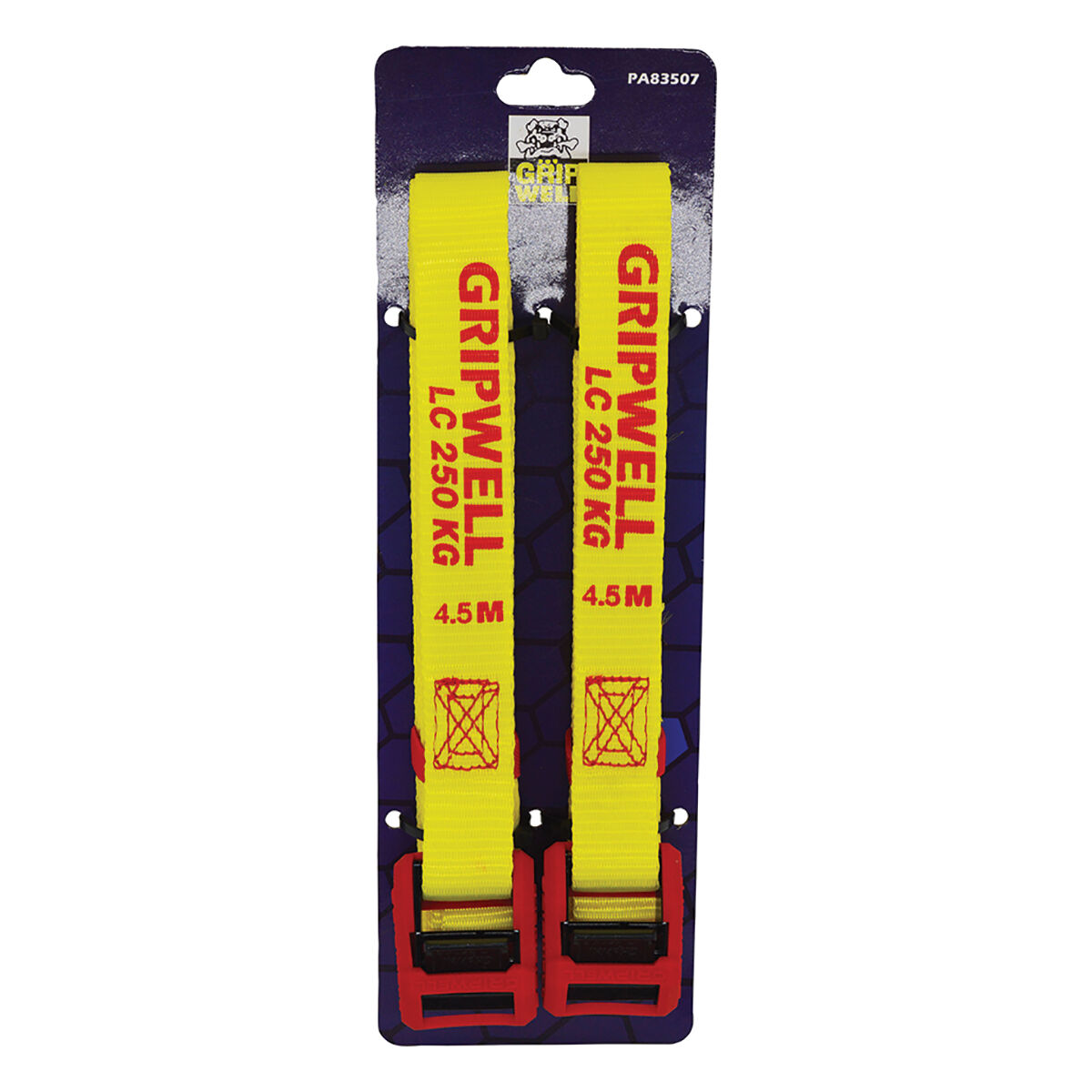 Gripwell Cambuckle Tie Downs with PVC Cover 4.5m 250kg 2 Pack, , scaau_hi-res