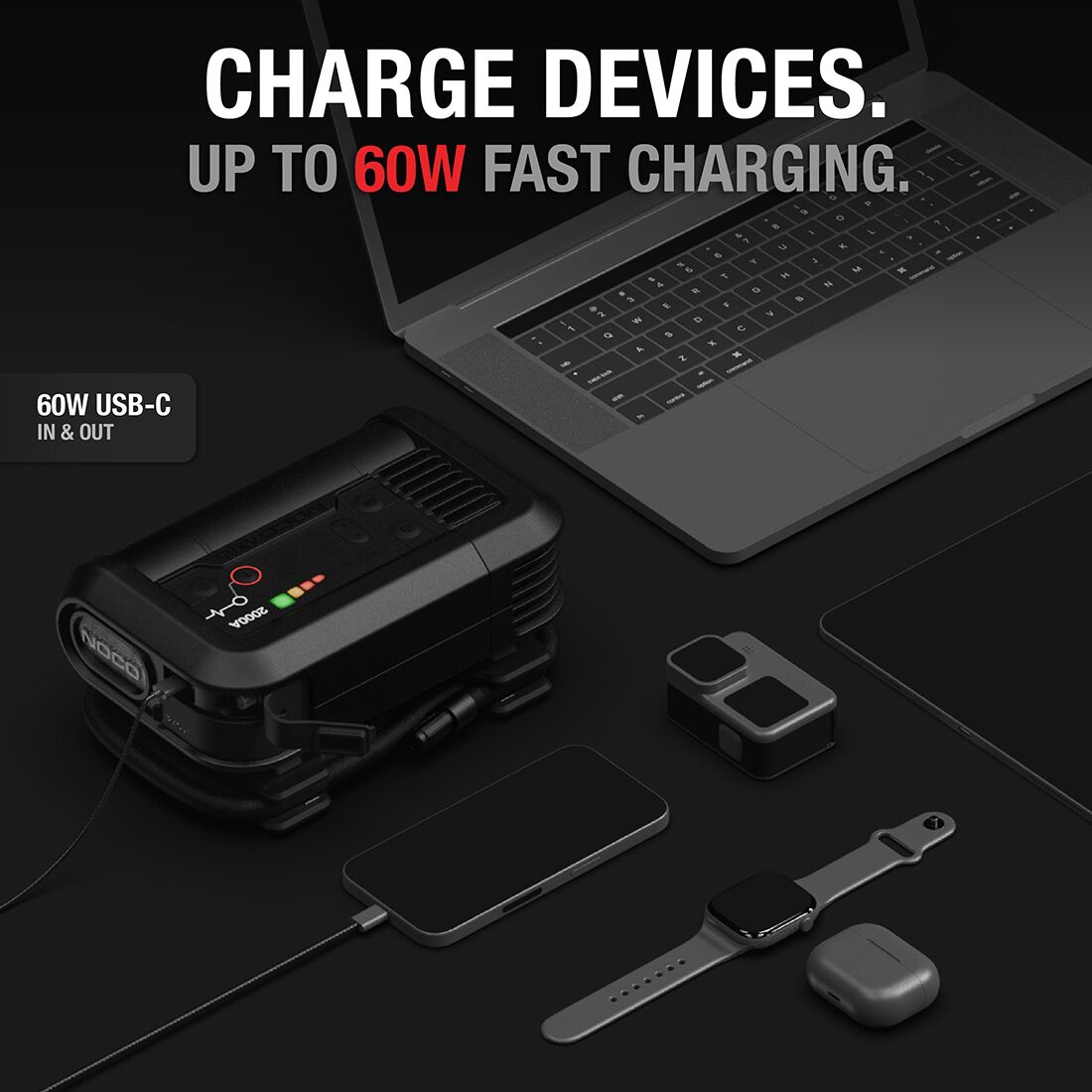 NOCO 12V 2000A Jump Starter With Built-In 100PSI Air Compressor & 100 Lumen LED Flashlight - AX65, , scaau_hi-res