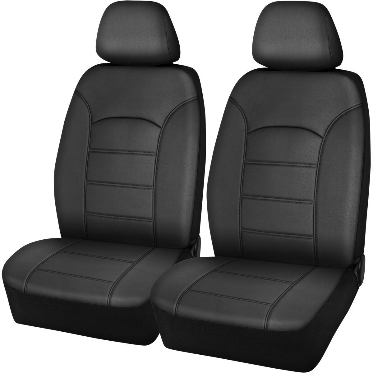 SCA Leather Look Seat Covers Black Adjustable Headrests Airbag Compatible 30SAB, , scaau_hi-res