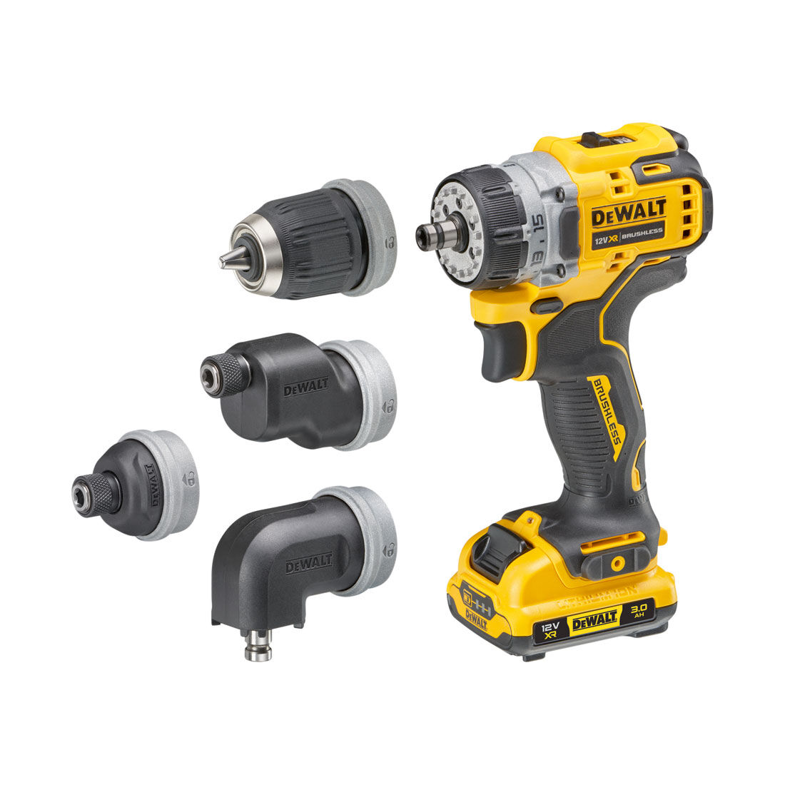 DeWALT XR 12V Brushless Sub Compact Multi-Head Drill Driver Kit 3.0Ah, , scaau_hi-res
