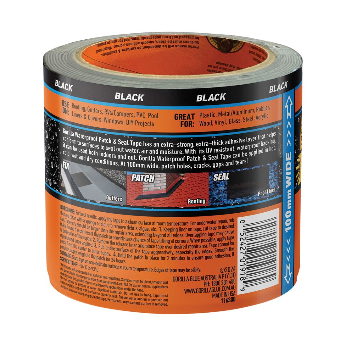 Gorilla Tape Waterproof Patch & Seal Black 3m, , scaau_hi-res