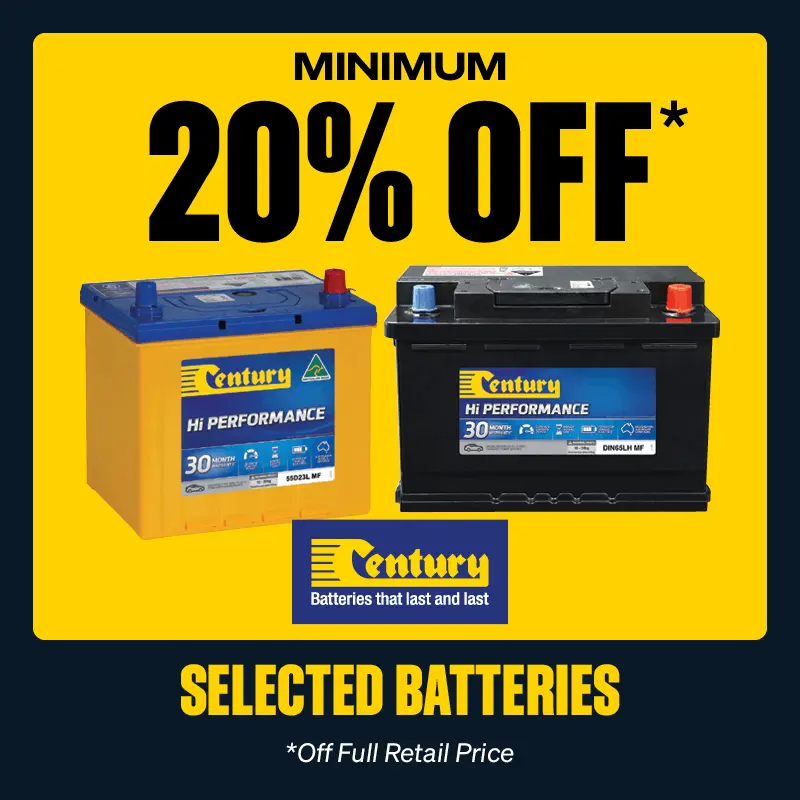 Minimum 20% OFF selected Century Batteries