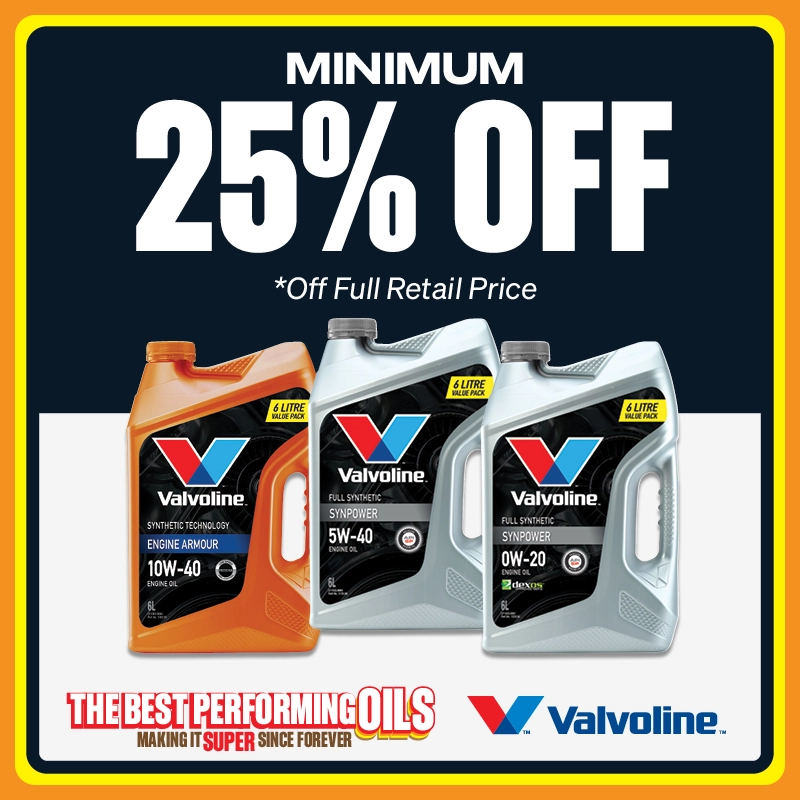 Min 25% OFF Select Valvoline + GWP