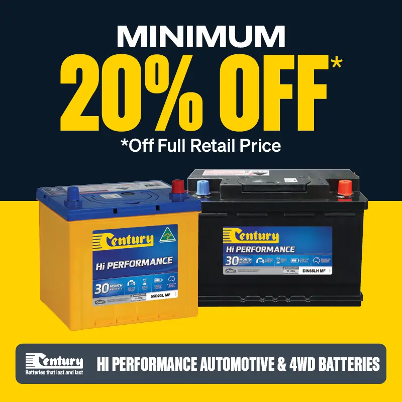 Minimum 20% OFF Century Automotive & 4WD Batteries