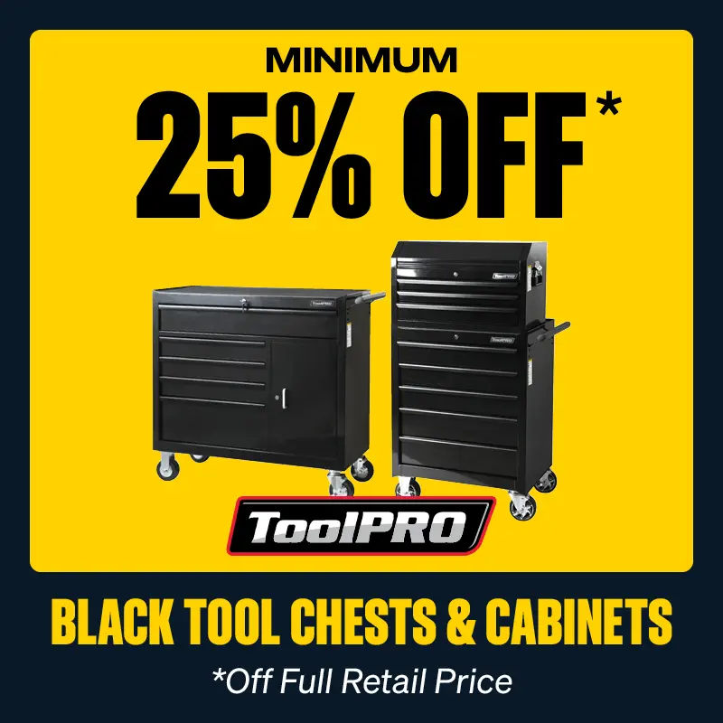 Minimum 25% OFF ToolPRO Black Tool Chests & Cabinets