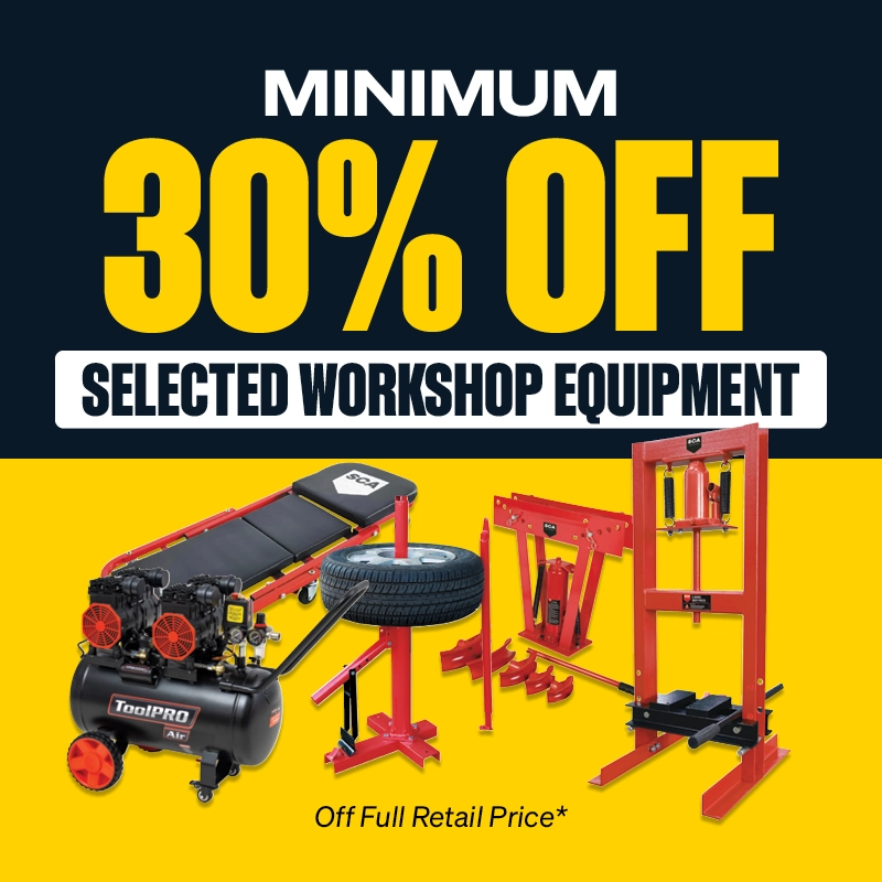 Min 30 % OFF Selected workshop Equipment