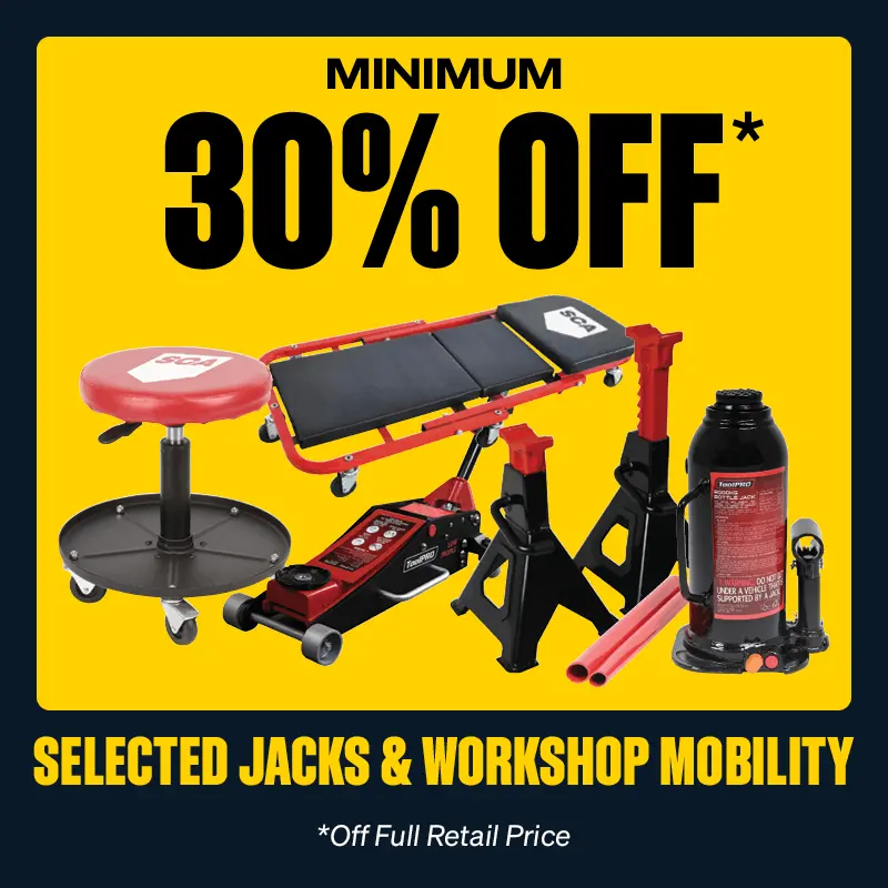 Minimum 30% OFF Selected Jacks and Workshop Mobility
