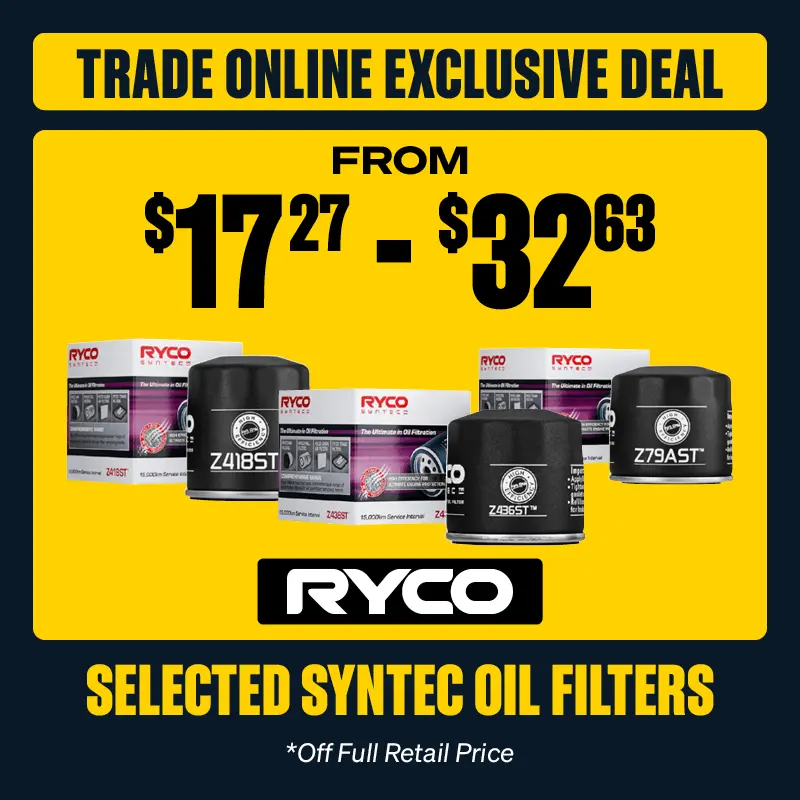 Trade Online Exclusive Deal - Minimum 35% OFF Selected Ryco Syntec Oil Filters