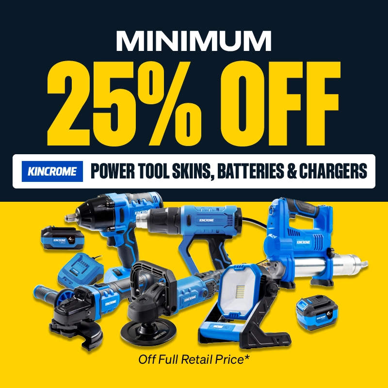 Min 25% OFF Kincrome Power Tool Skins, Batteries & Chargers
