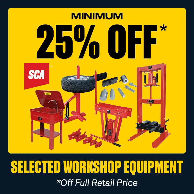 Minimum 25% OFF Selected SCA Workshop Equipment