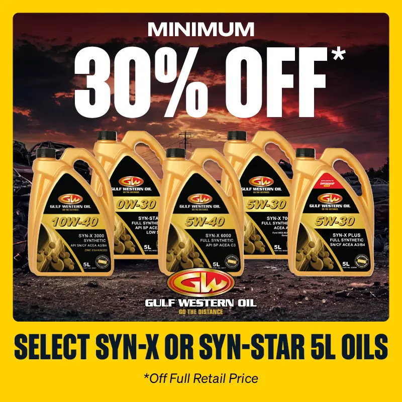 Minimum 30% OFF select SYN-X or SYN-STAR 5L Oils