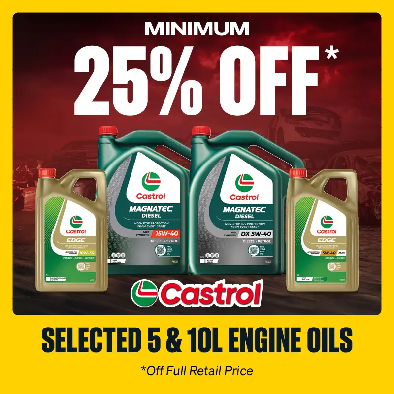Minimum 25% OFF selected Castrol 5 & 10L Engine Oils