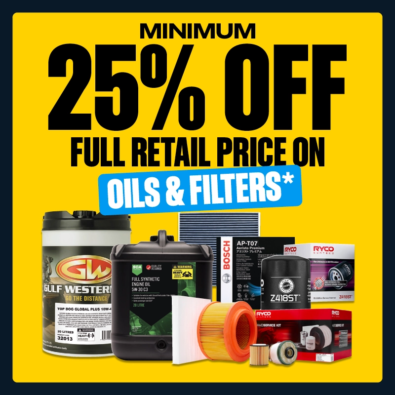 Min 25% OFF Oils & Filters