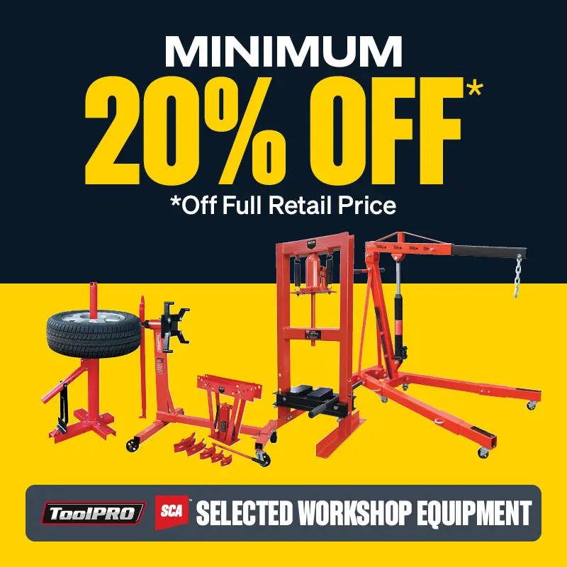 Minimum 20% OFF Selected ToolPRO & SCA Workshop Equipment