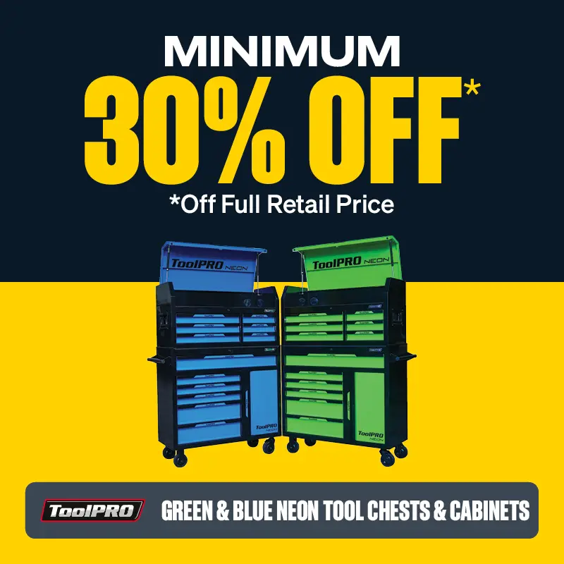 Minimum 30% OFF ToolPRO Green & Blue Neon Tool Chests & Cabinets