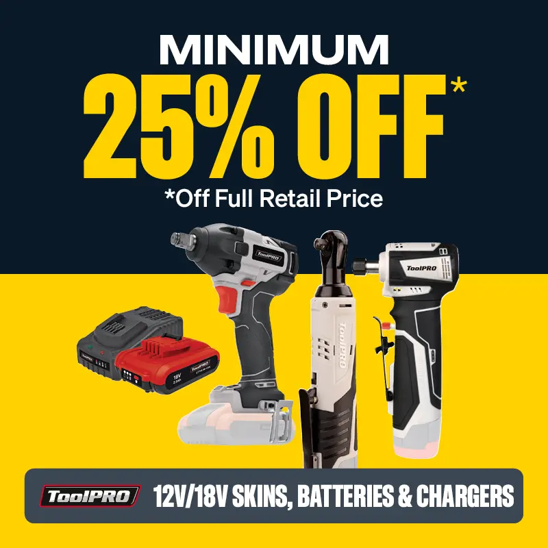 Minimum 25% OFF ToolPRO 12V & 18V Power Tool SKins, Batteries & Chargers