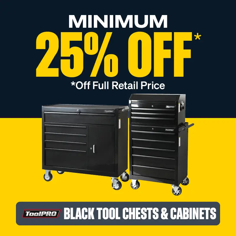 Minimum 25% OFF ToolPRO Black Tool Chest & Cabinets